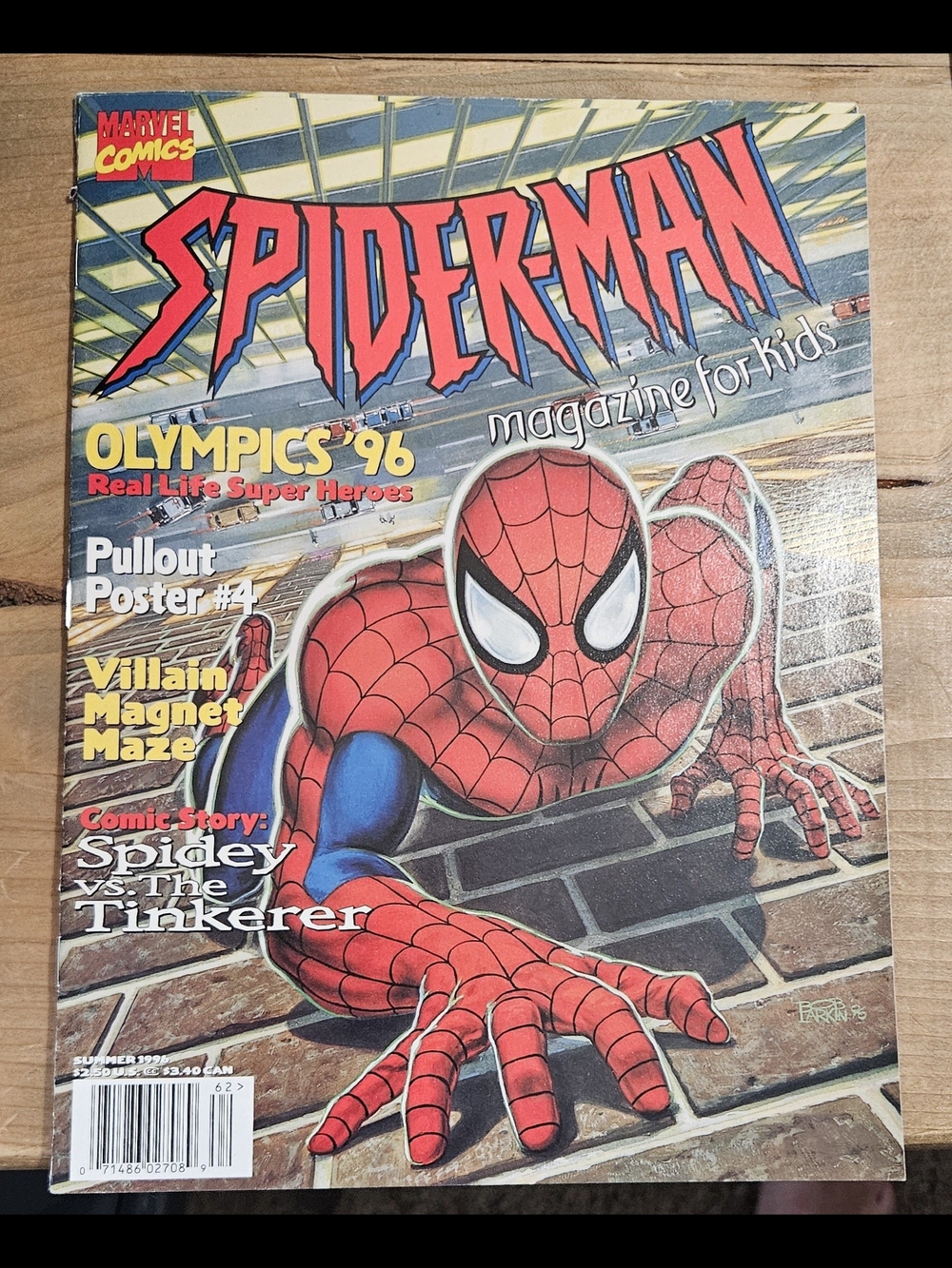 SPIDER-MAN Magazine for kids #4 MARVEL COMIC BOOK Poster Olympics 1996 Has Rip